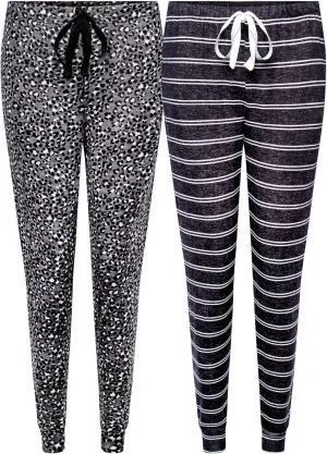 Rene Rofe 2 Pack: Lounge Sleep Joggers for Women, Summer Pajama Pants