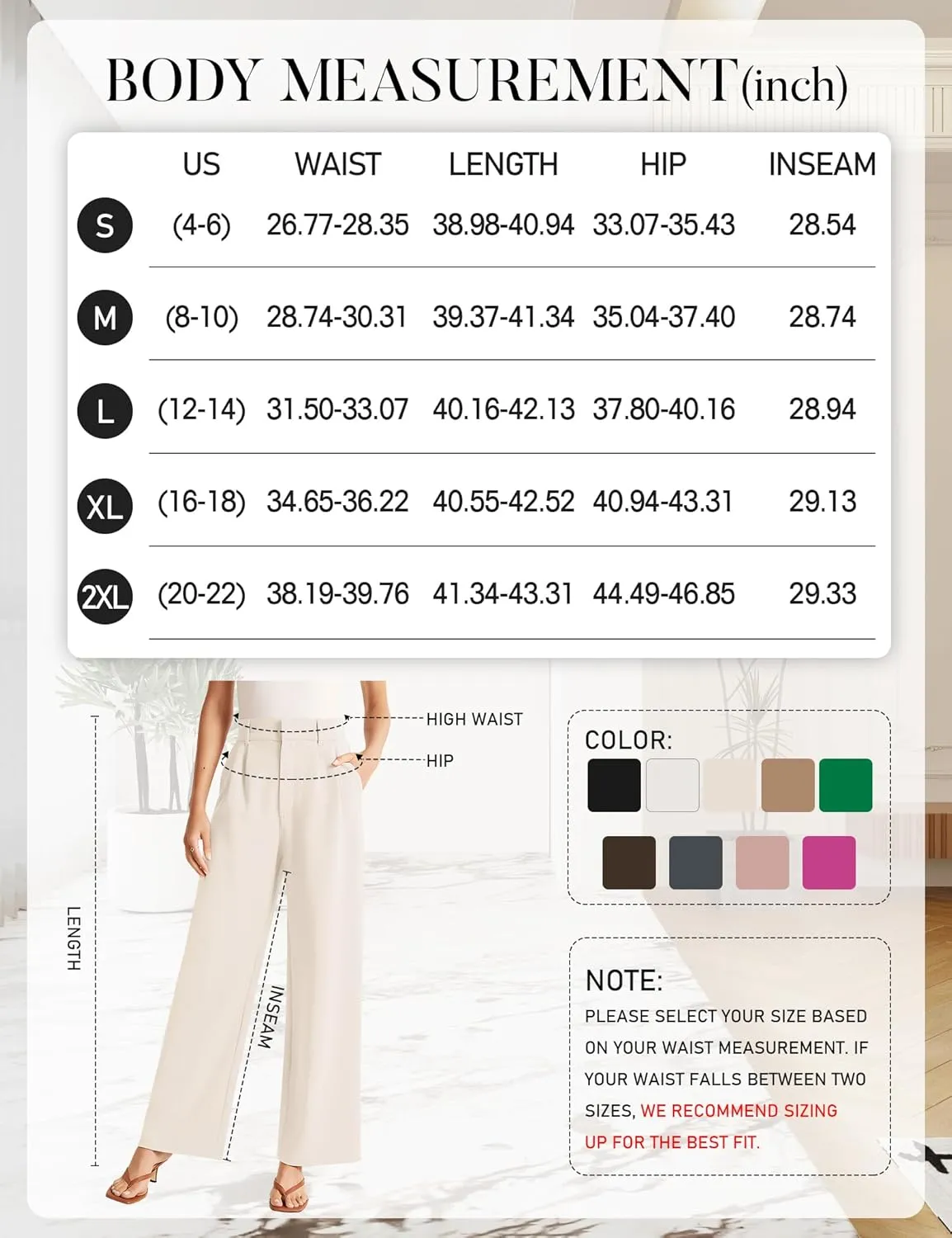 Sarin Mathews High Waisted Wide Leg Pants for Women Business Casual Dress Pant Palazzo Long Work Trousers with Pockets