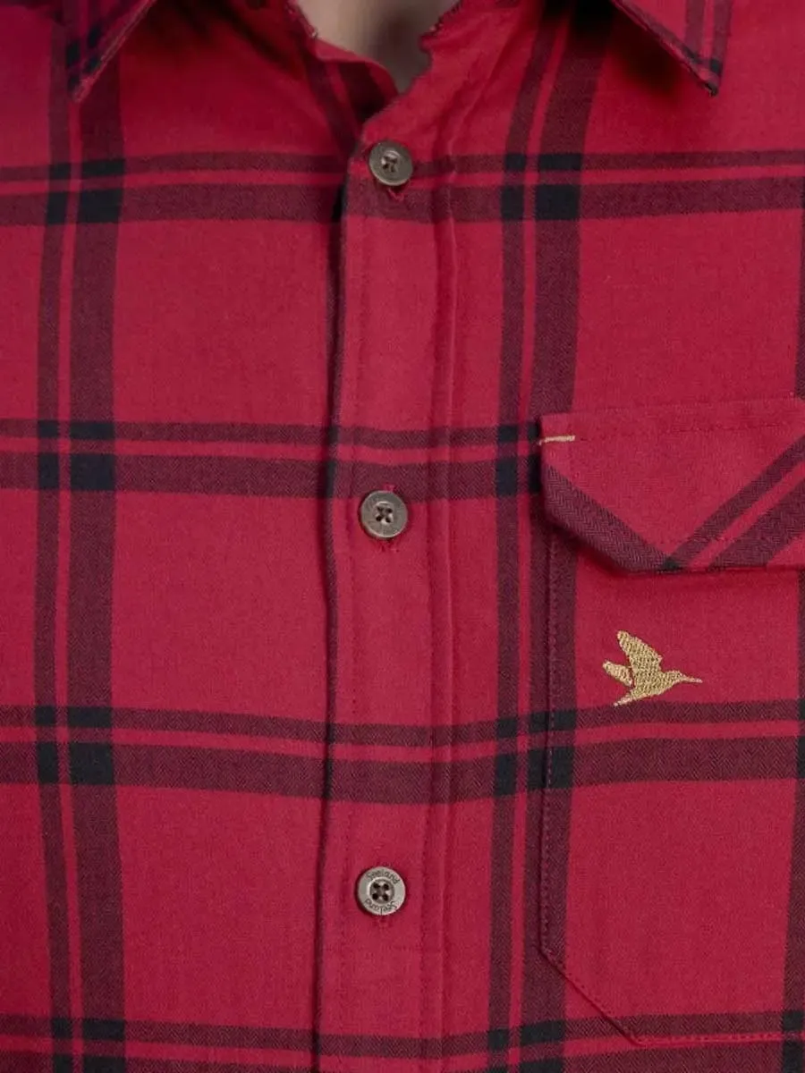 SEELAND Highseat Shirt - Mens 100% Cotton - Hunter Red Check
