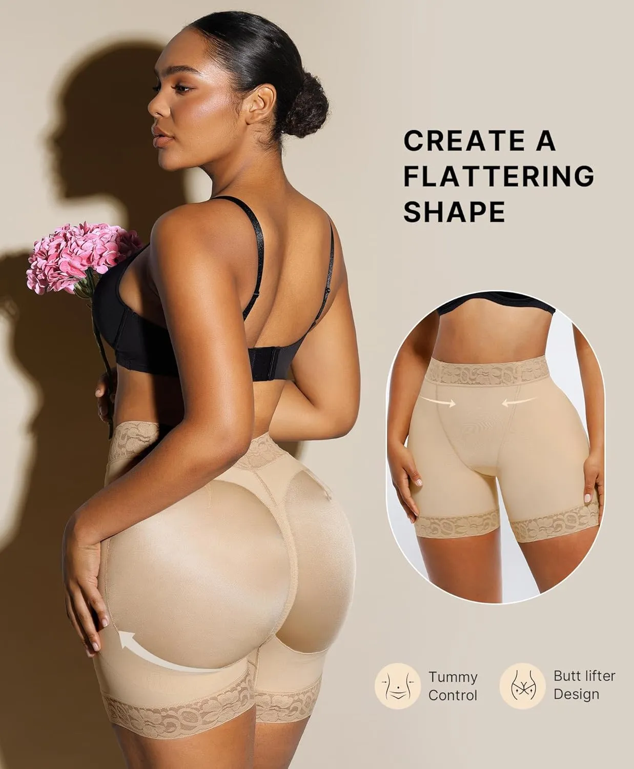 SHAPELLX Butt Lifting Shapewear For Women Tummy Control Faja Shaping Shorts Thigh Slimming Panties Mid Waisted Shaper
