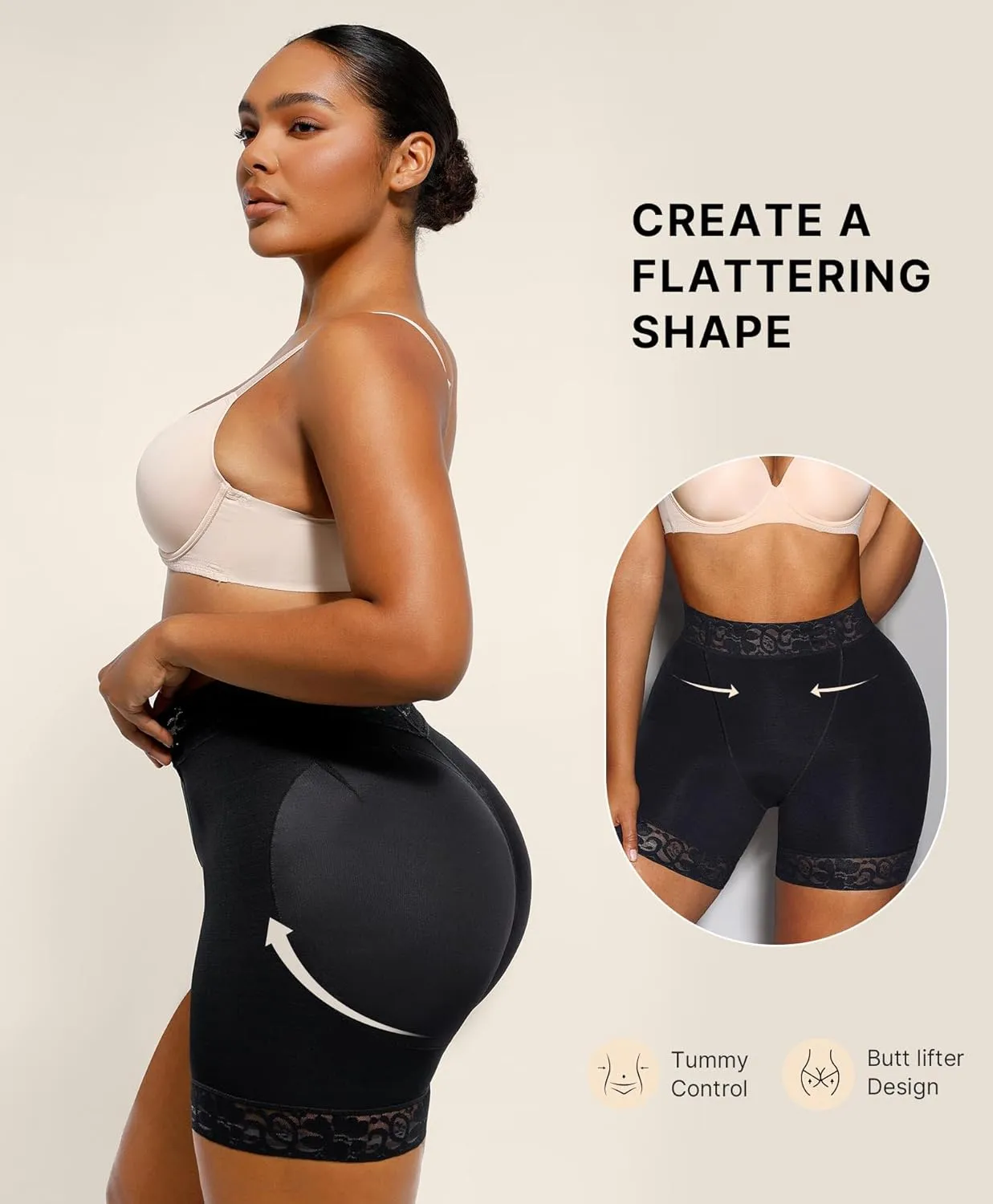 SHAPELLX Butt Lifting Shapewear For Women Tummy Control Faja Shaping Shorts Thigh Slimming Panties Mid Waisted Shaper