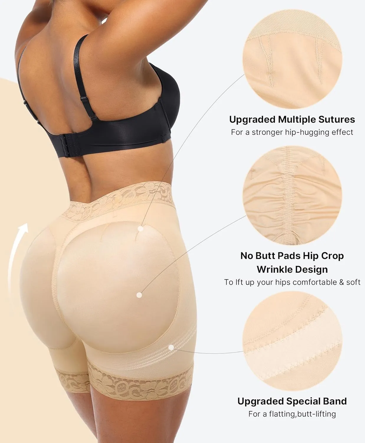 SHAPELLX Butt Lifting Shapewear For Women Tummy Control Faja Shaping Shorts Thigh Slimming Panties Mid Waisted Shaper