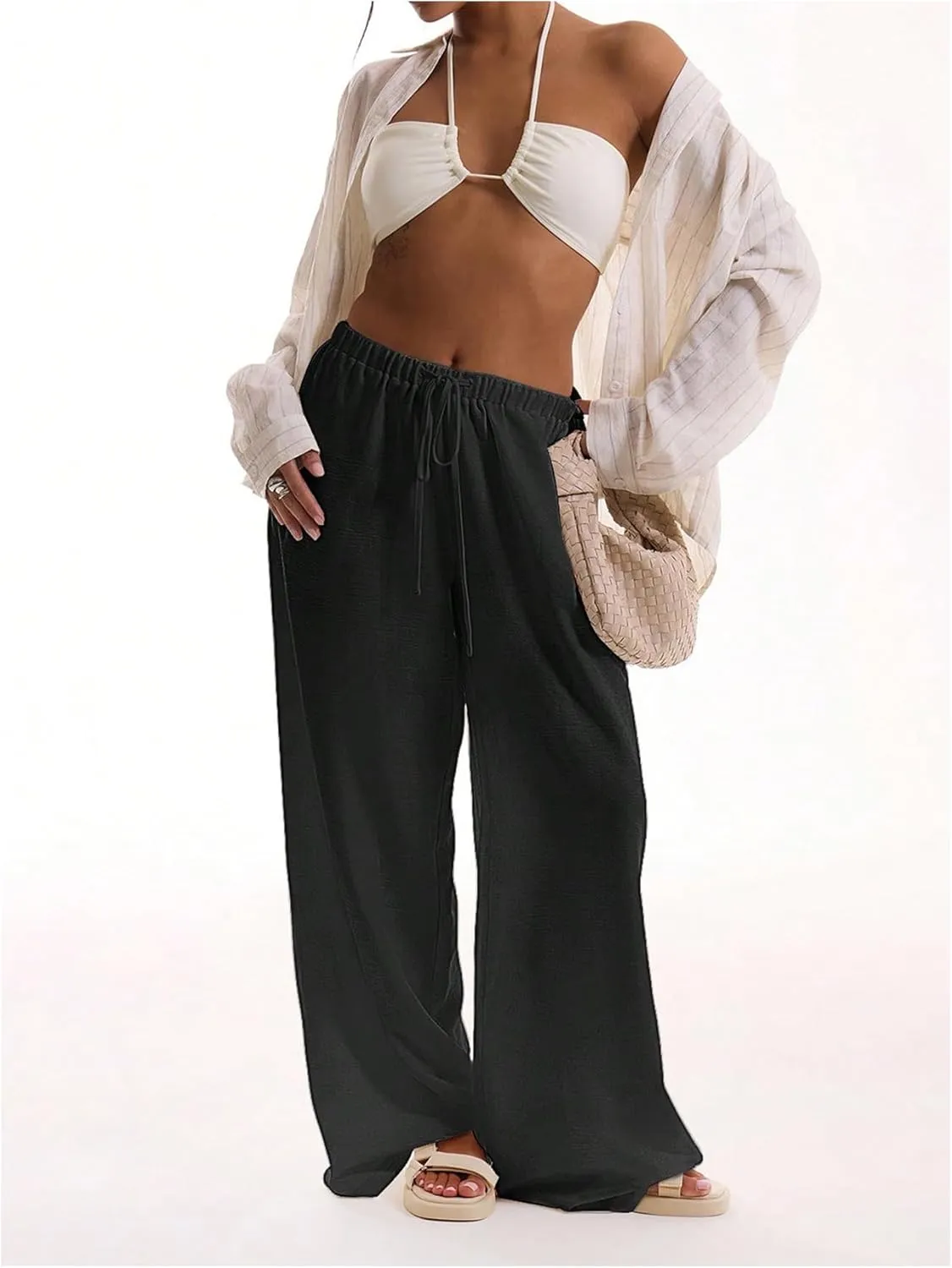 SHENHE Women's Green Wide Leg Palazzo Pants