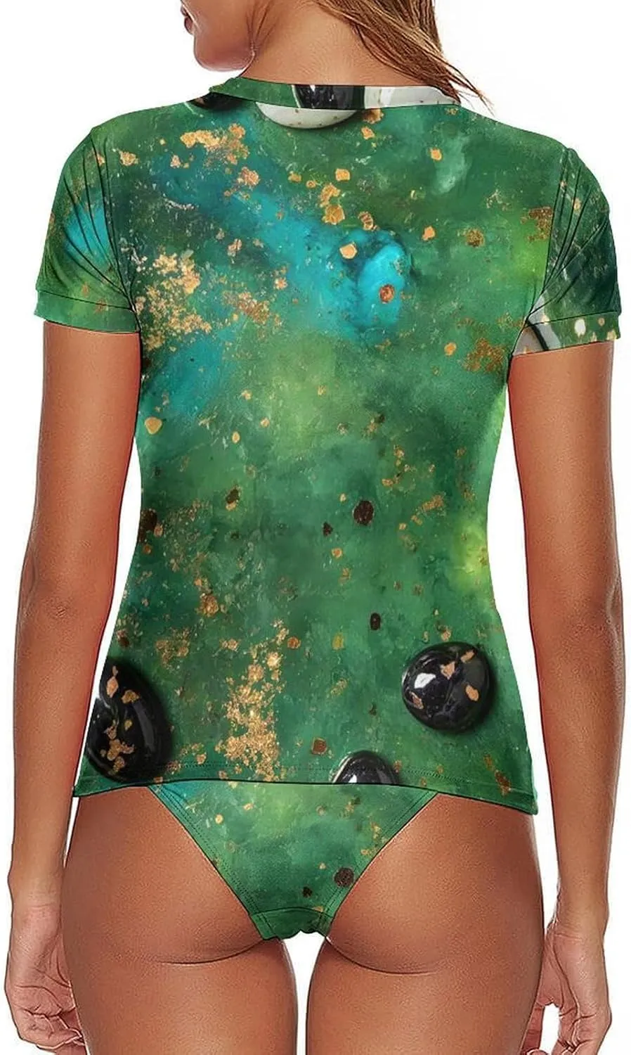 Short Sleeve Swimsuit for Women Rash Guard Swimsuit Two Piece Swim and Shorts