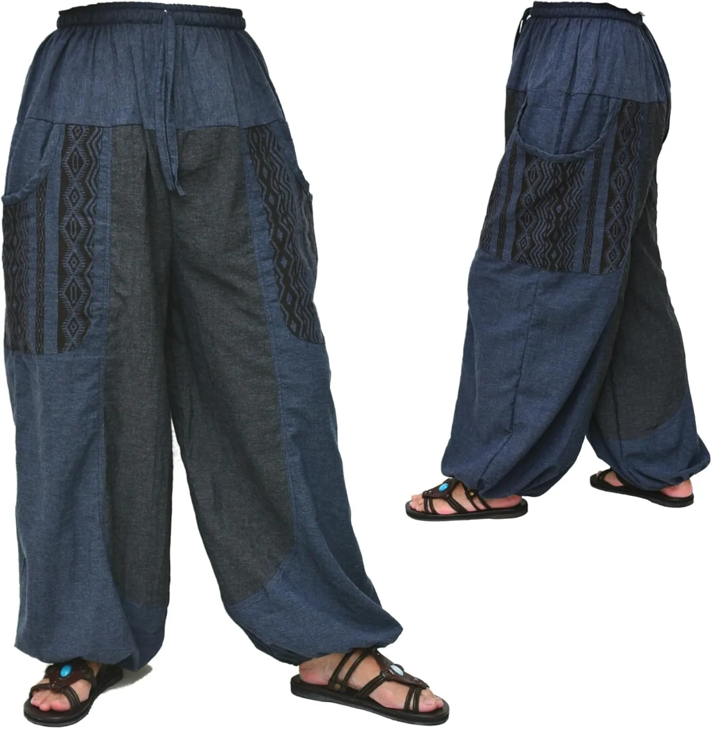 Siamrose Baggy Yoga Harem Pants Men Women Casual Lounge Trousers Two-Colored, 2 Pockets