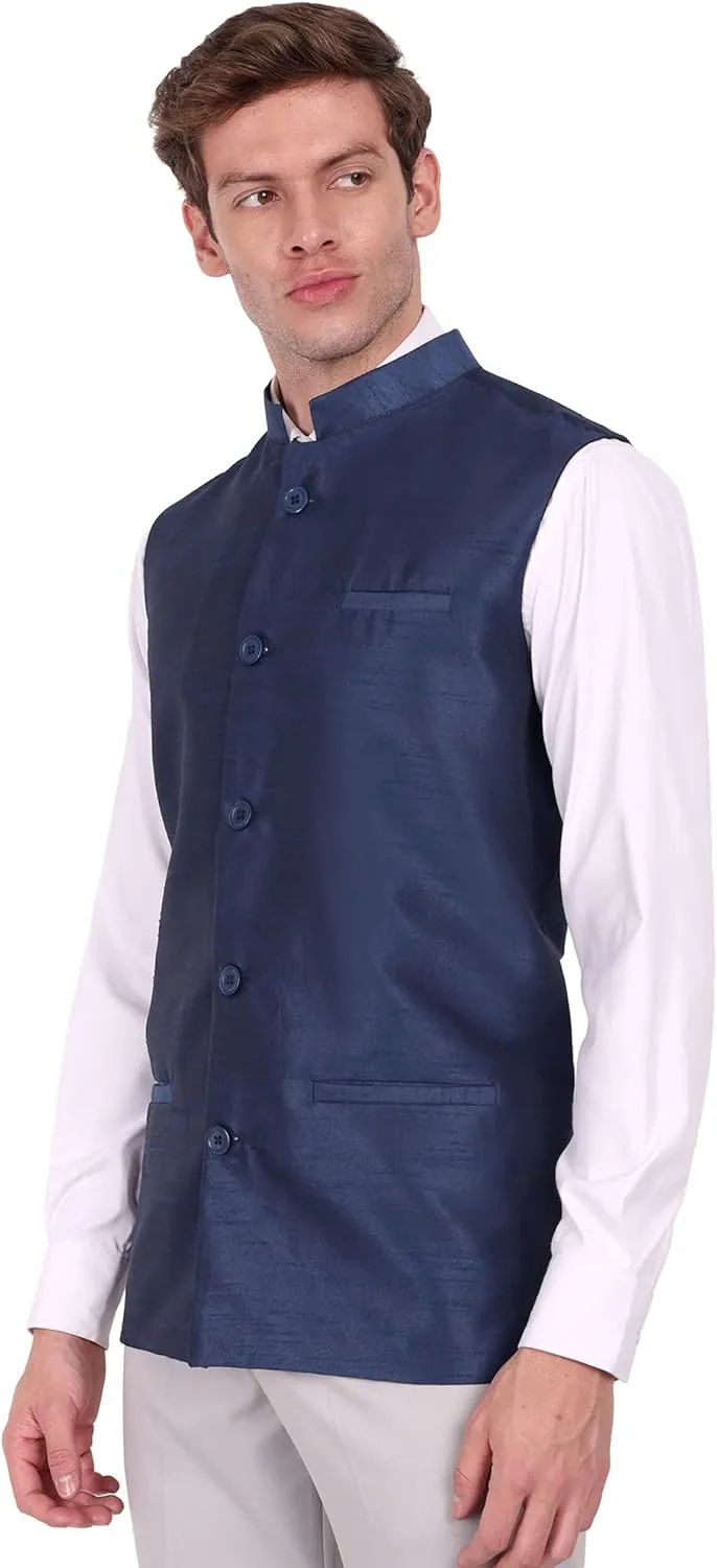 SKAVIJ Men's Nehru Jacket Waistcoat for Wedding Party and Festivals