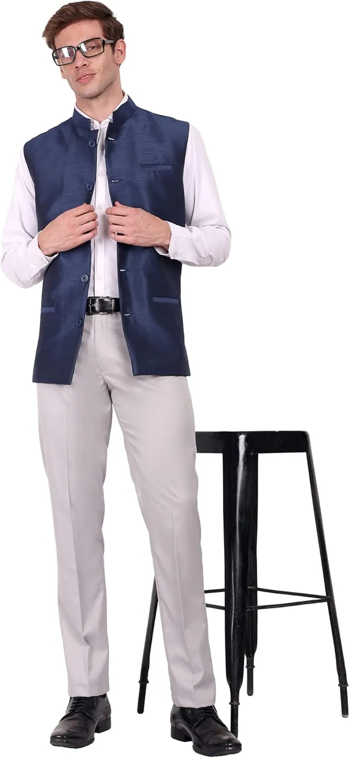 SKAVIJ Men's Nehru Jacket Waistcoat for Wedding Party and Festivals