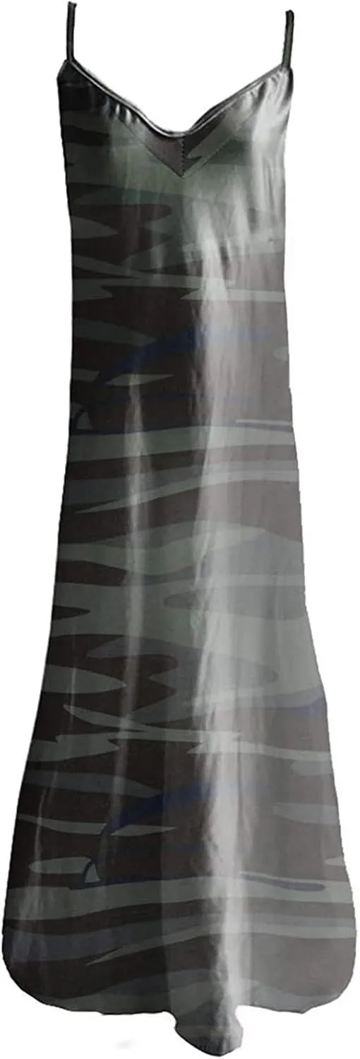 SMIDOW Boho Dresses for Women 2024 Trendy Floral Print Spaghetti Strap Maxi Dress Sexy v Neck Flowy Beach Long Sundress
