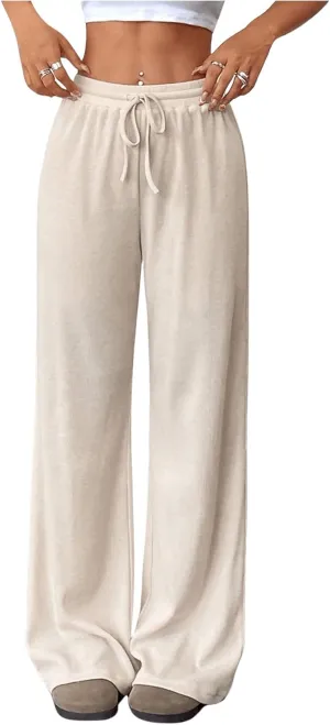 SOLY HUX Wide Leg Pants for Women Elastic High Waisted Sweatpants Causal Palazzo Pants