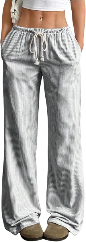 SOLY HUX Women's Drawstring Straight Leg Baggy Pants Casual Lounge Pants Trousers with Pocket