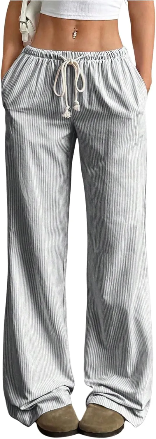 SOLY HUX Women's Drawstring Straight Leg Baggy Pants Casual Lounge Pants Trousers with Pocket