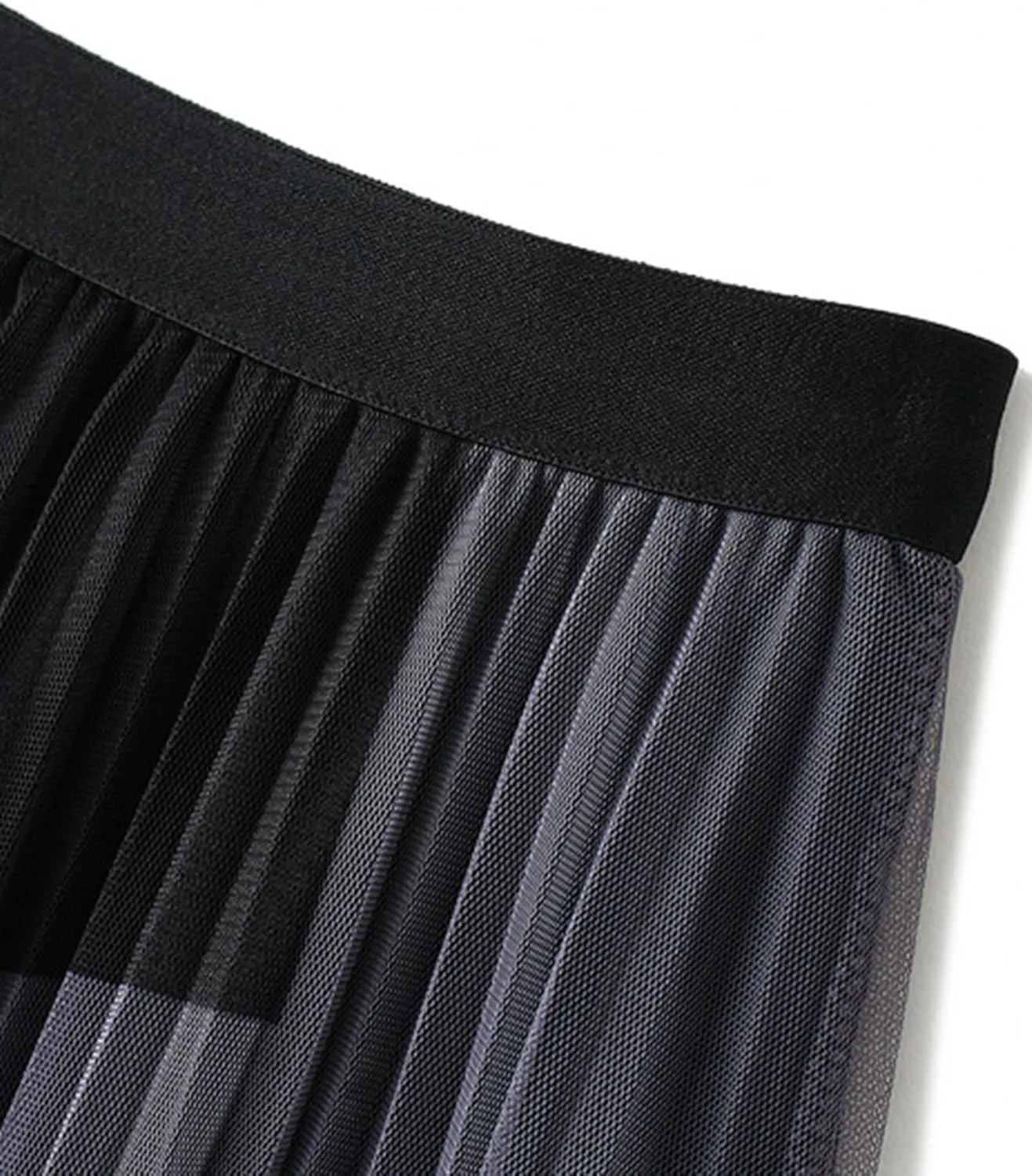 SOMTHRON Women's Tutu Tulle Skirt Elastic High Waist Layered Skirt Color Block Lace A-Line Midi Pleated Skirt