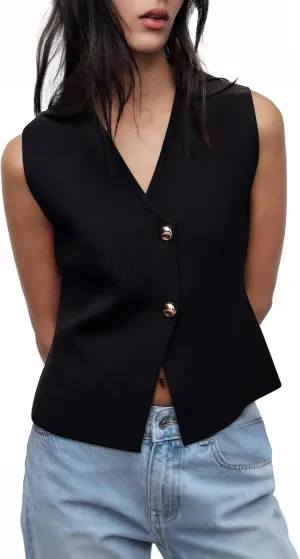 Sweater Vest Women Vest Tops Button Down Sleeveless Cute Vest 2025 Summer Spring Work Business Casual Outfits