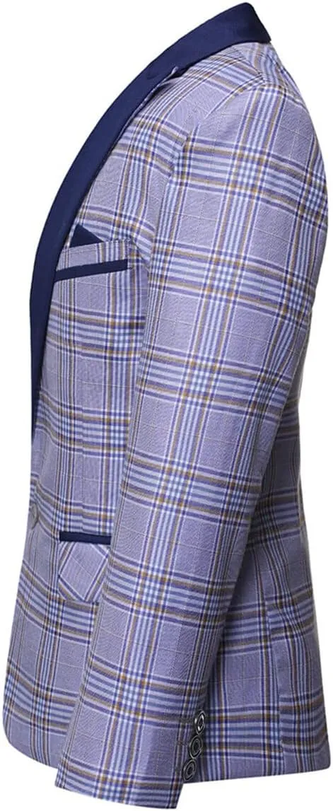 SWOTGdoby Boys Suits 3 Piece Slim Fit Check Plaid Kids Tuxedo Suits for Boys Formal Dress Blazer Jacket Pants Vest Wedding