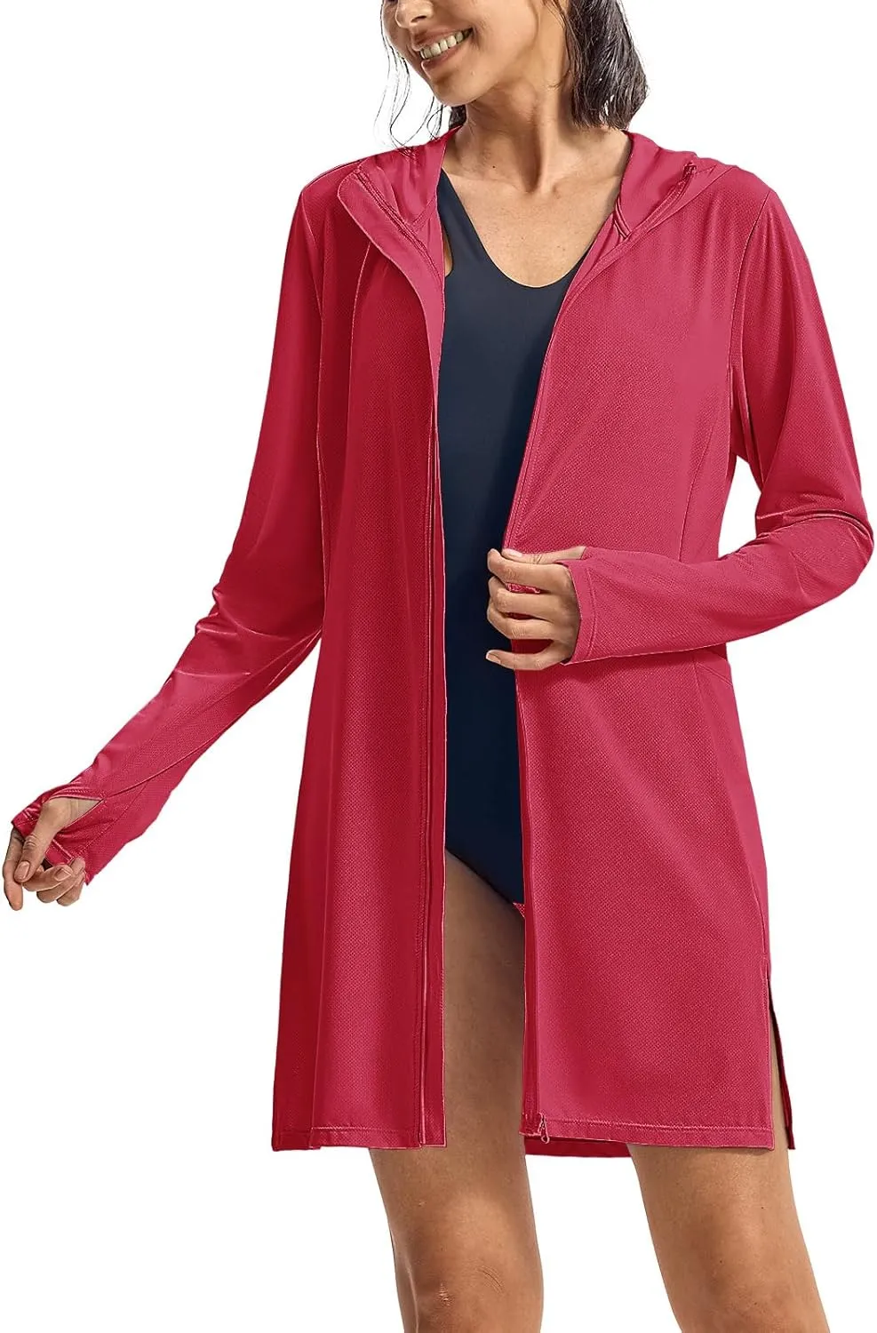 TBMPOY Women's Swim Cover Up UPF 50  Sun Protection Long Hoodie Jacket SPF Lightweight Beach Swimwear Coverups 2025