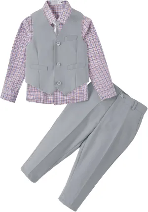 Toddler Suit for Boys Tuxedo Suit Vest and Pants Set Gentleman Outfits Infant Baby Boys Clothes Sets
