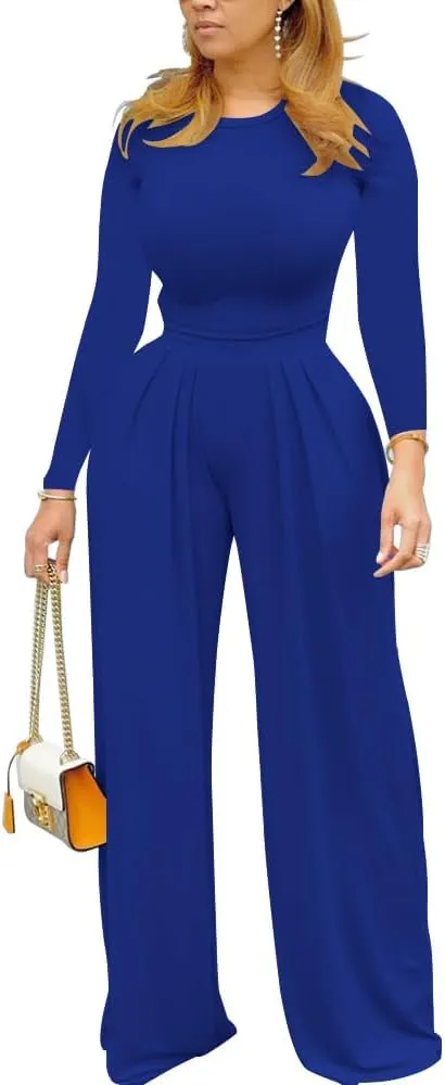 TOPSRANI Womens 2 Piece Outfits Casual Sweatsuits High Waist Short Sleeve Tracksuit Loose Baggy Wide Leg Pants Sets