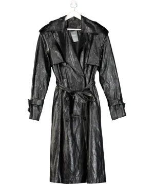 VanN zilL Black Faux Leather Belted Coat UK S/M