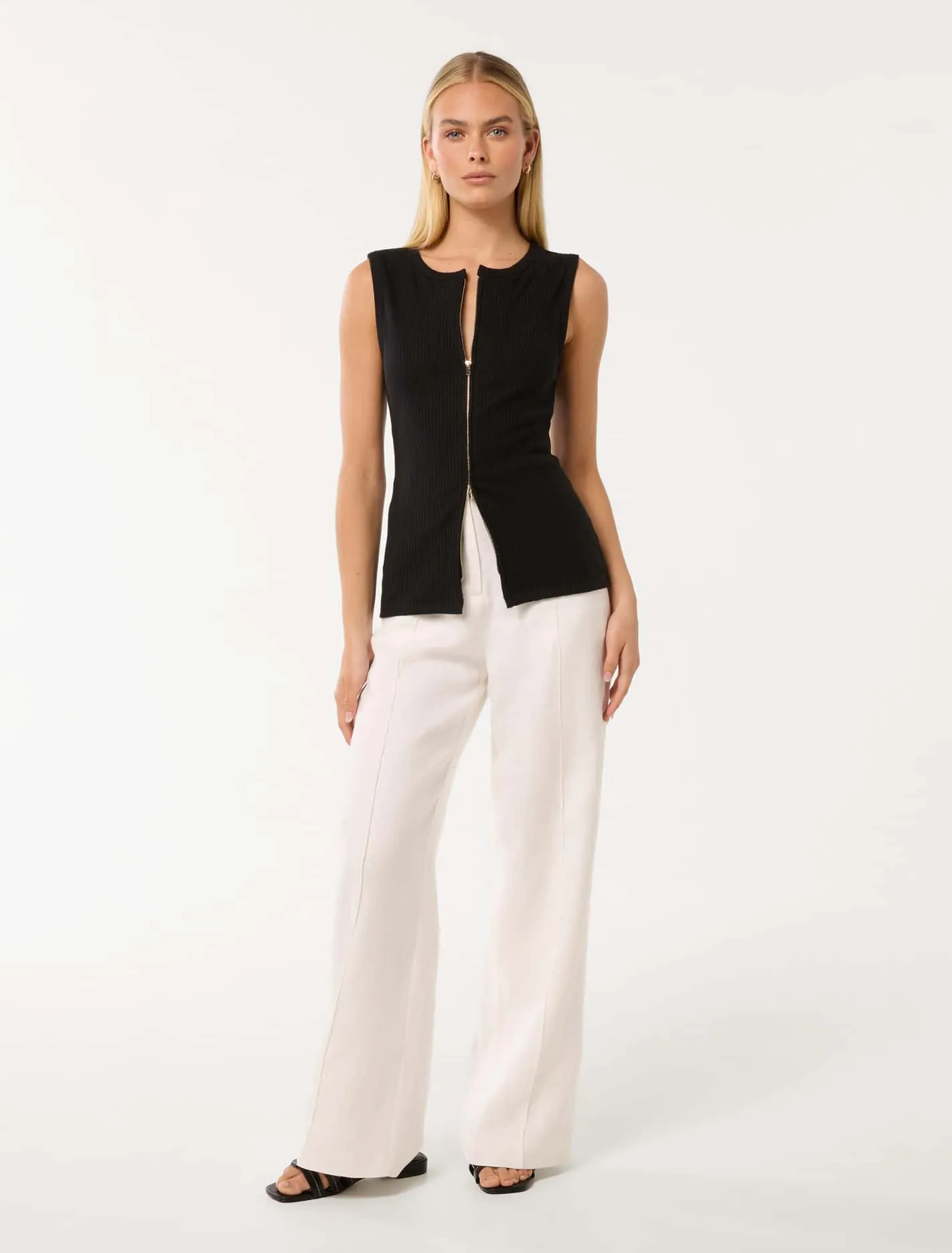 Violet Zip Front Rib Top