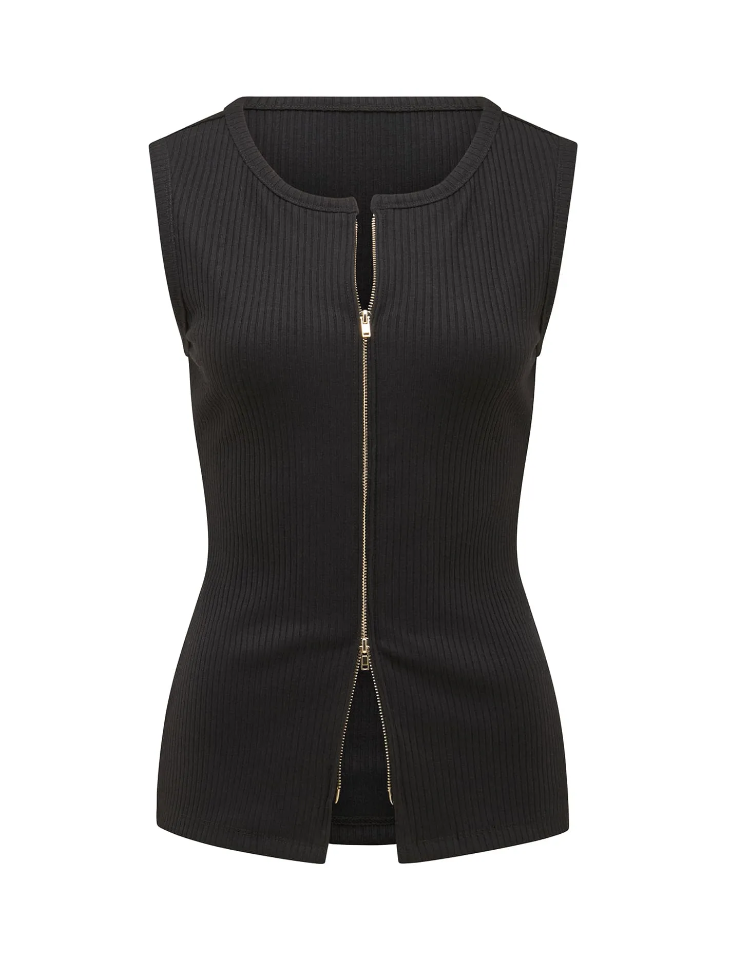 Violet Zip Front Rib Top