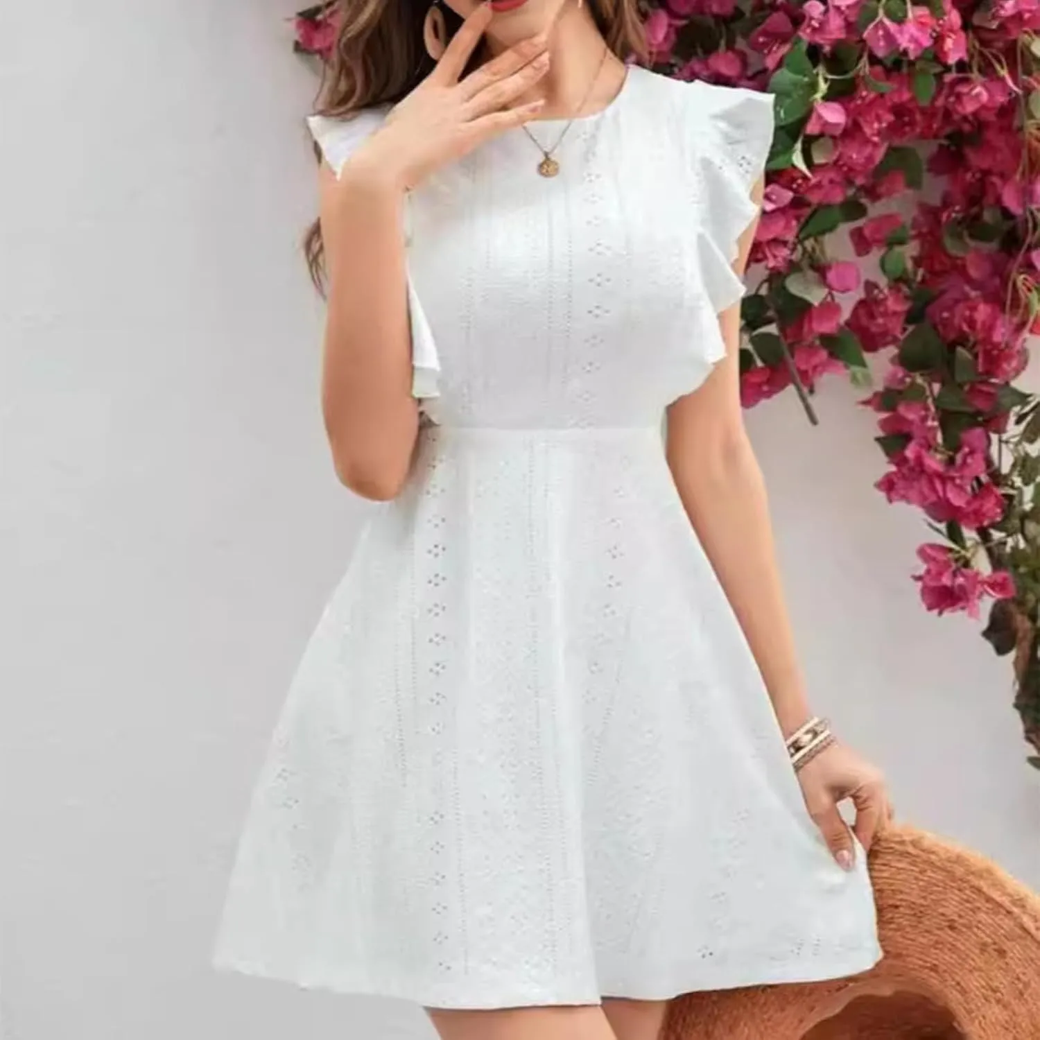 Wedding Guest Dresses for Women Ruffle Cap Sleeves Casual Summer A-Line Dresses 2025 Cocktail Party Mini Dresses