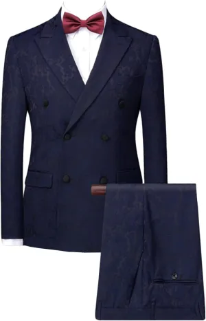 Wemaliyzd Men's 2 Piece Wedding Suit Double Breasted Paisley Pattern Blazer Pants
