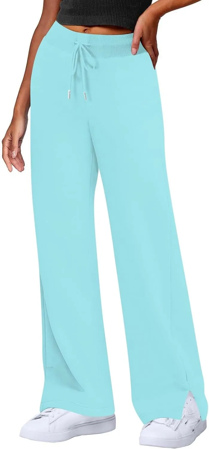 Wide Leg Pants Woman Drawstring High Waist Yoga Pants with Pocket Lightweight Casual Flare Sweatpants Baggy Lounge Pants