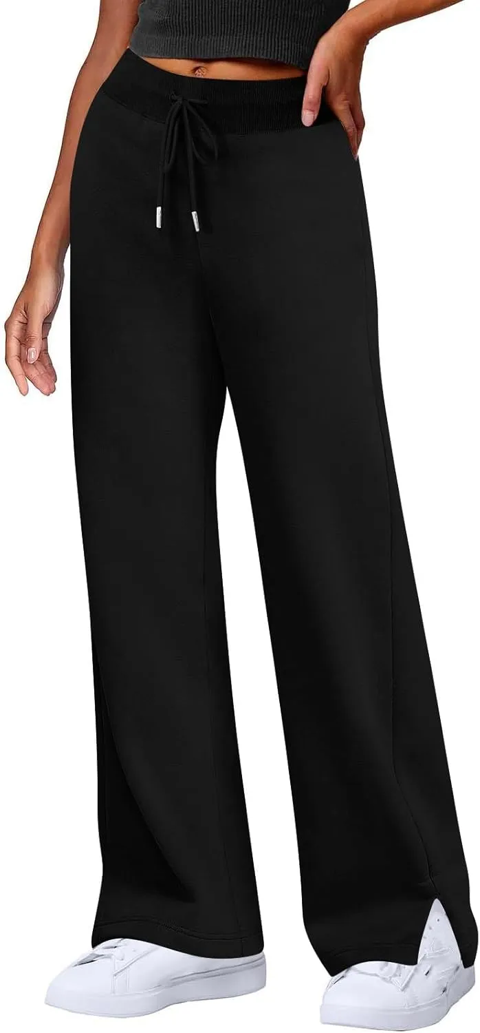 Wide Leg Pants Woman Drawstring High Waist Yoga Pants with Pocket Lightweight Casual Flare Sweatpants Baggy Lounge Pants