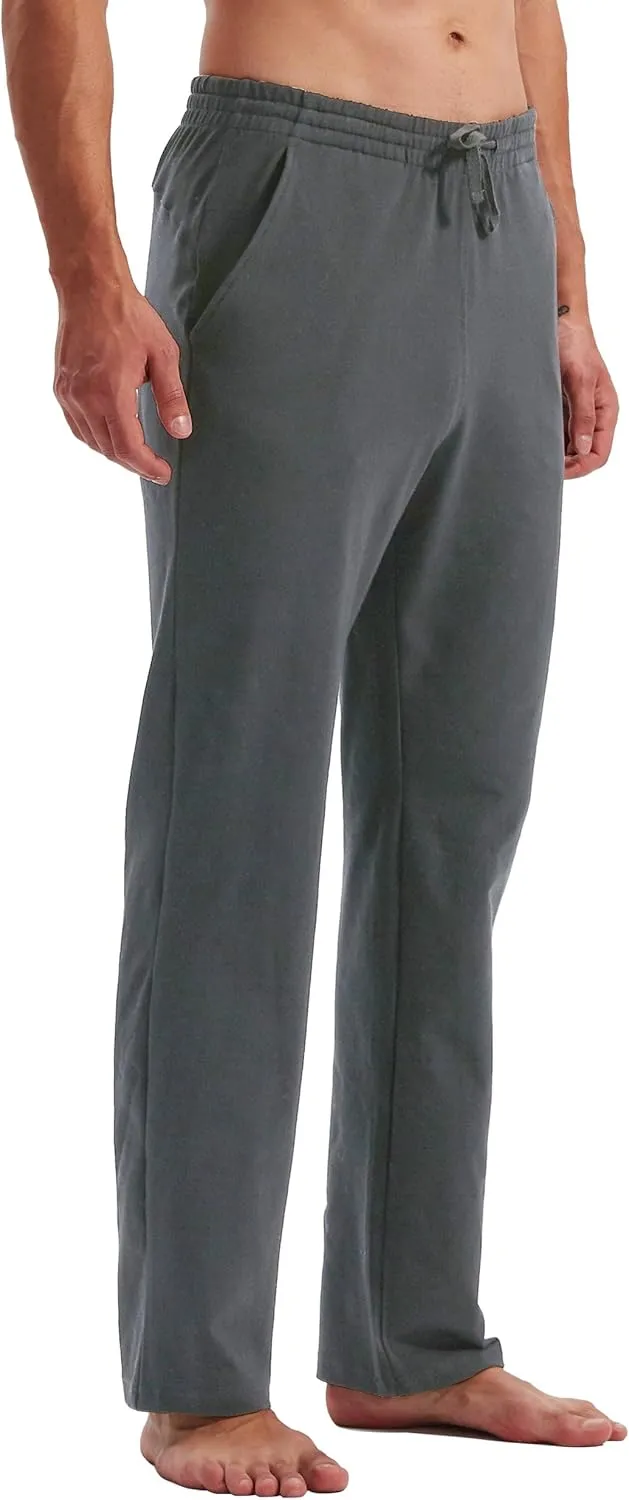 Willit Men's Cotton Yoga Sweatpants Athletic Pants Open Bottom Exercise Lounge Pants Loose Male Sweat Pants with Pockets