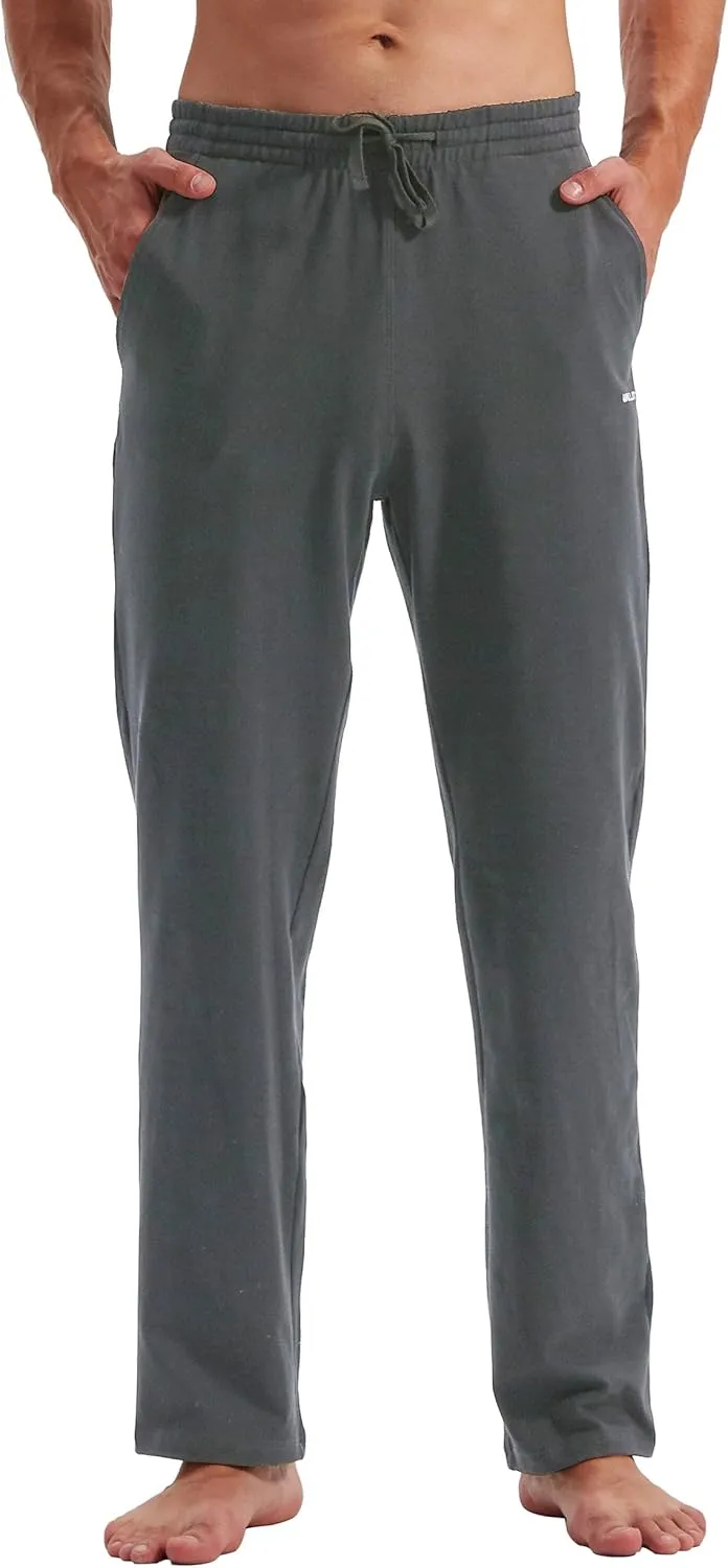 Willit Men's Cotton Yoga Sweatpants Athletic Pants Open Bottom Exercise Lounge Pants Loose Male Sweat Pants with Pockets