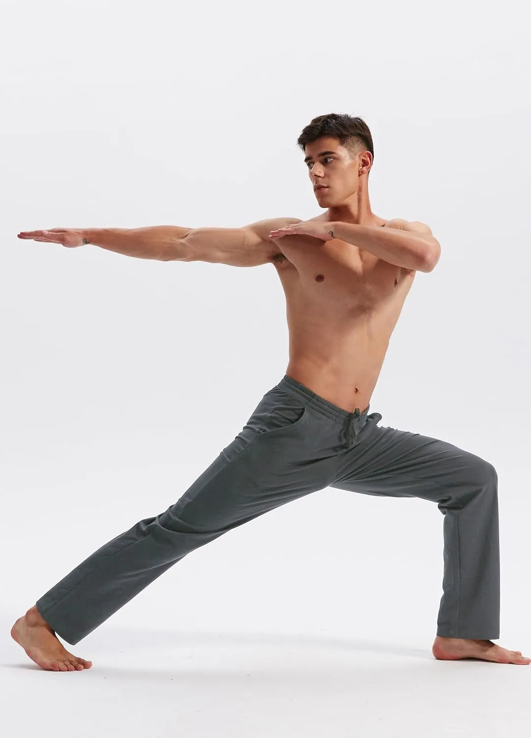 Willit Men's Cotton Yoga Sweatpants Athletic Pants Open Bottom Exercise Lounge Pants Loose Male Sweat Pants with Pockets