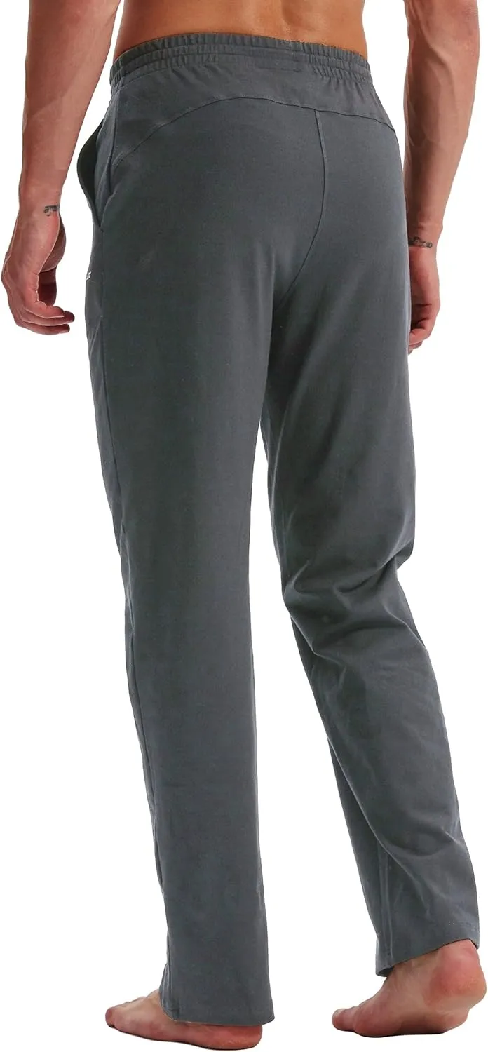Willit Men's Cotton Yoga Sweatpants Athletic Pants Open Bottom Exercise Lounge Pants Loose Male Sweat Pants with Pockets