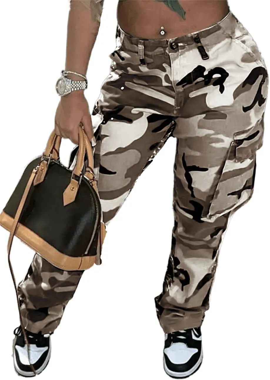 Woman's Camo Cargo Camouflage Pants with Pockets