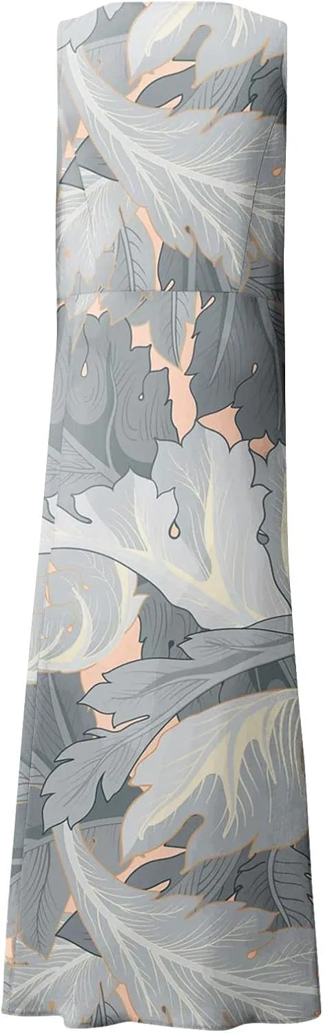 Women Casual Cotton Linen Sleeveless Maxi Dress Ruffle Tank Dresses Flowy Beach Summer Long Sundress with Pockets