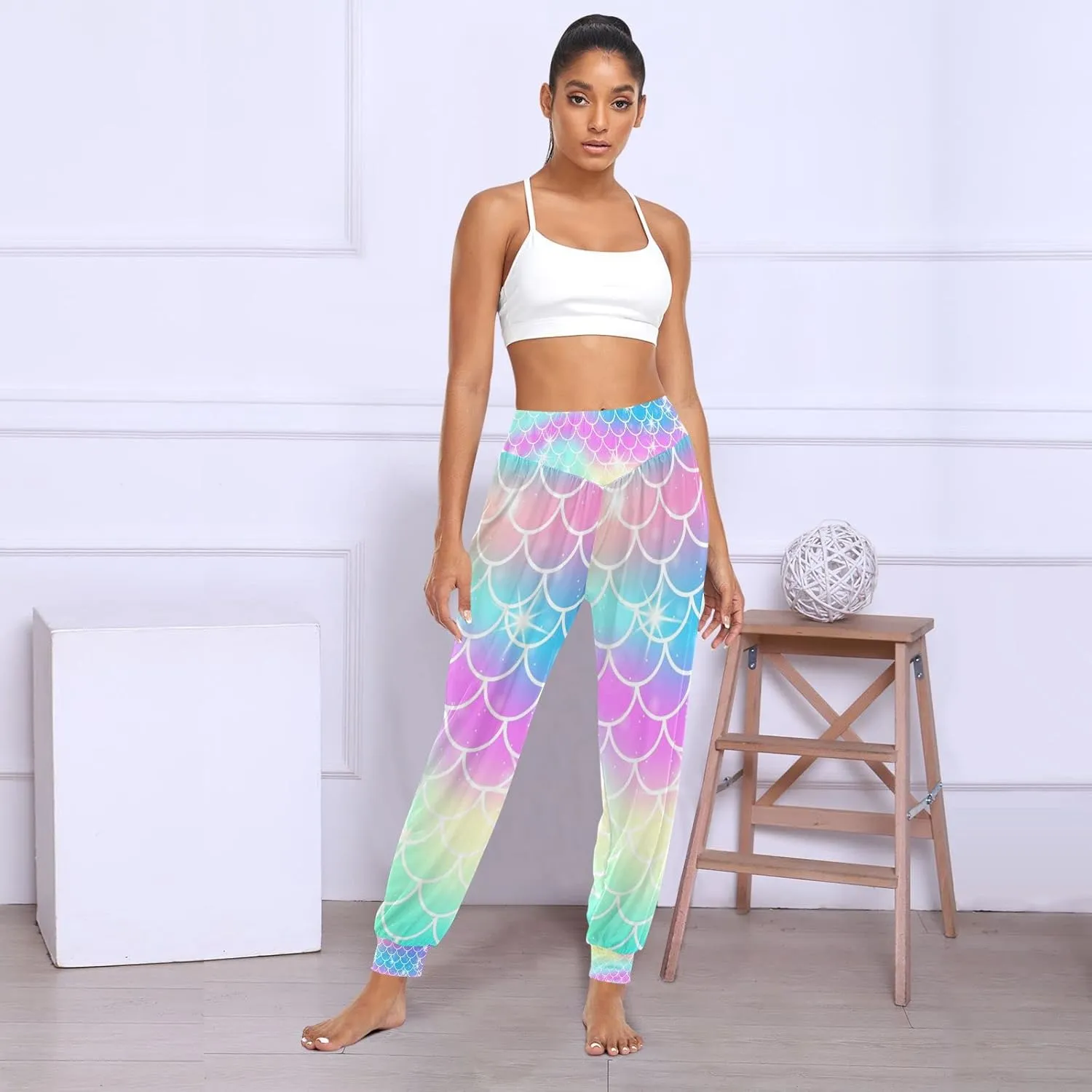 Women Yoga Pants High Waisted Stretch Loose Boho Trousers Sports Dance Harem Pants