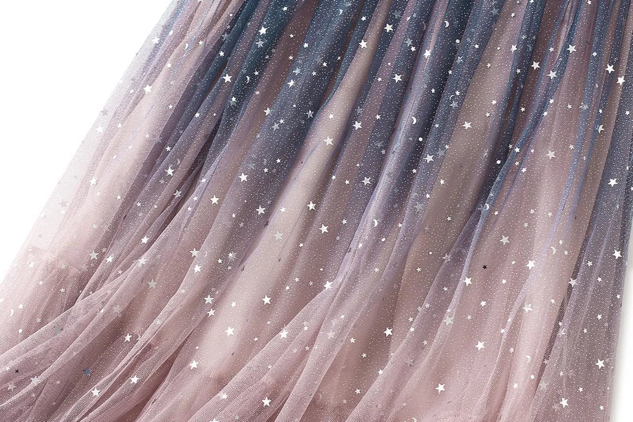 Women's A-Line Swing Skirt Mesh Tulle Skirt Elastic Waist Sequin Skirt Ladies Fashion Elegant Pleated Midi Skirt