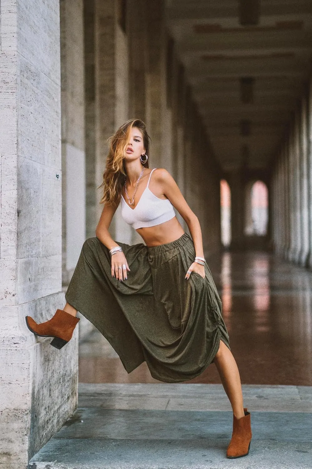 Women's Boho Cotton Harem Pants Comfy Wide Leg Pants Amisha