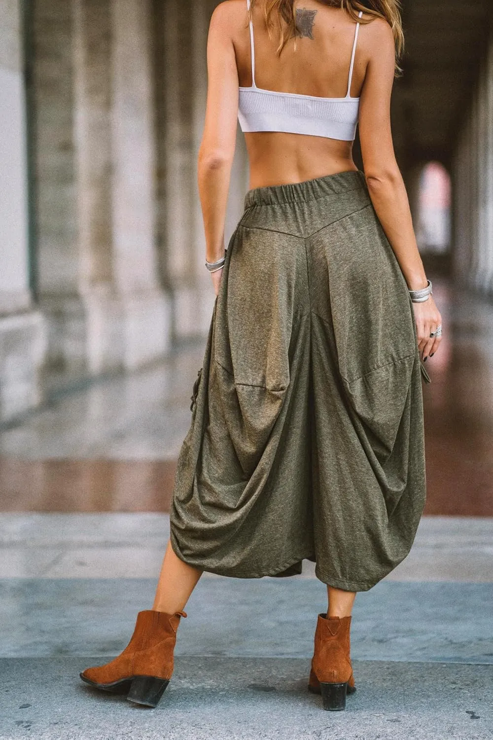 Women's Boho Cotton Harem Pants Comfy Wide Leg Pants Amisha