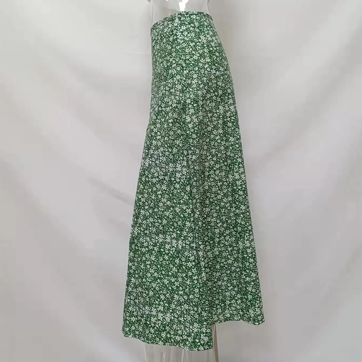 Womens Boho Floral Skirt with Slit Summer Beach Flowy Midi Skirts Sexy High Waisted A-Line Skirts Casual Wraps Skirt Dresses