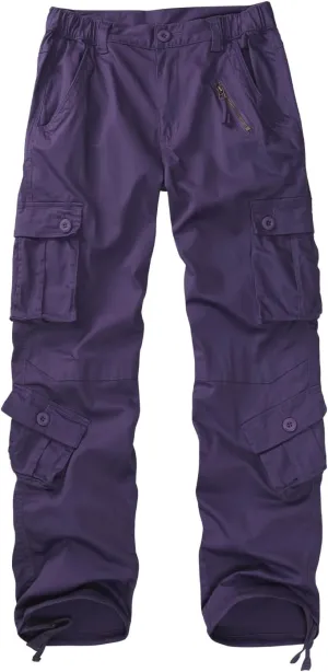 Women's Cotton Casual Military Army Cargo Combat Work Pants with 8 Pocket