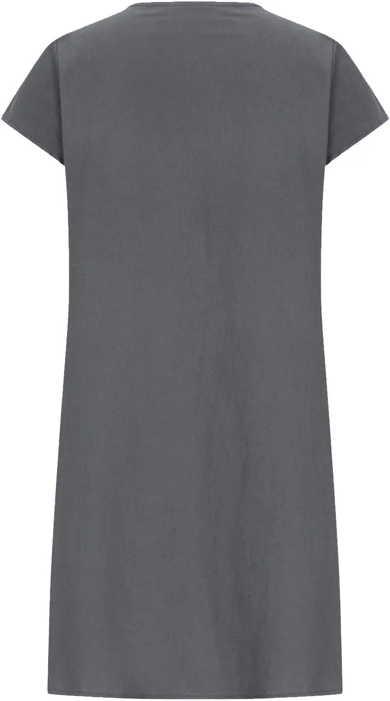 Women's Cotton Linen Summer Dresses 2024 Sleeveless Pleated Dress Casual Knee Length Dress Comfy Summer Lounge Outfits