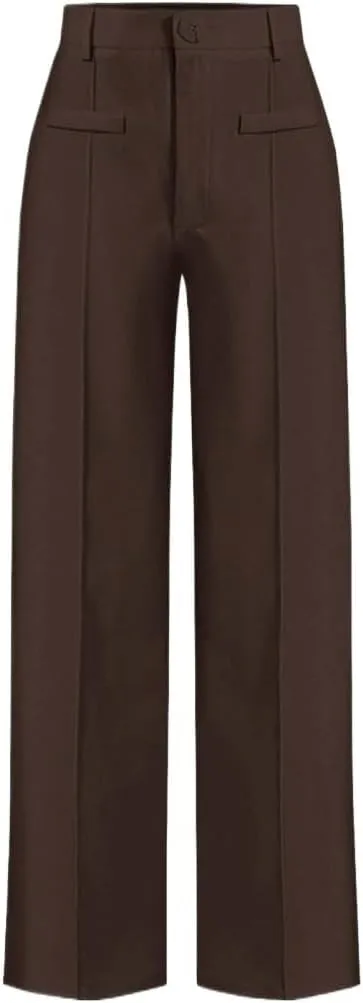 Womens High Waist Straight Leg Pants Zipper Long Pant Trousers For Women