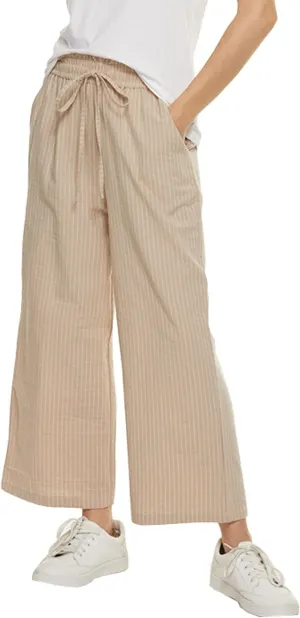 Womens Linen Pants Wide Leg High Waisted Drawstring Casual Loose Beach Pants with Pockets