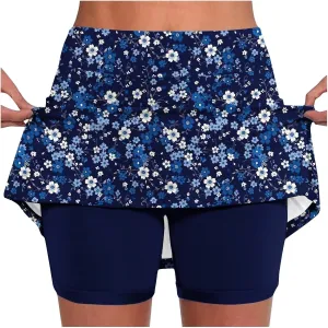 Womens Pleated High Cut 2 Piece Skirts Sets Skirts Shorts Sets for Women Workout Gym Yoga Tennis Matching Skirts