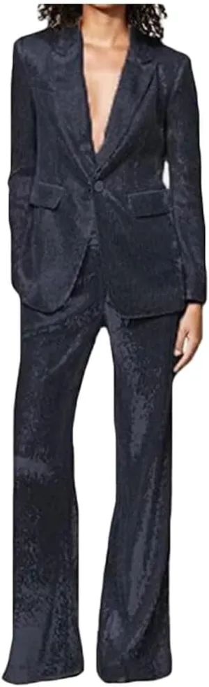 Women's Sequined Fashion Suit Set One Button 2 Piece Wedding Tuxedos Blazer Pants Prom Party Outfit