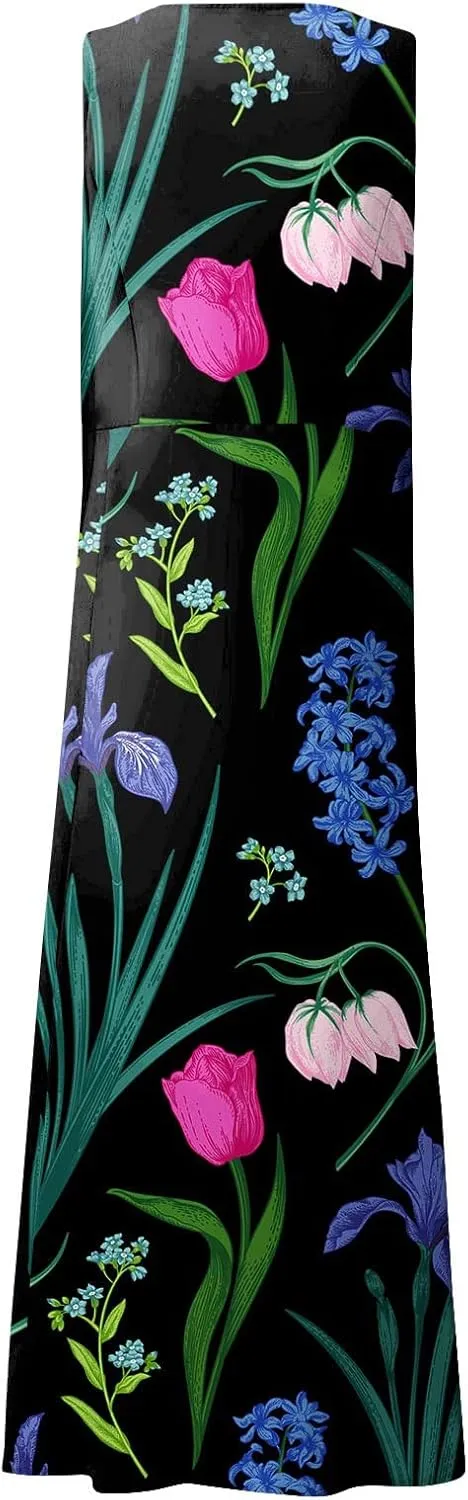 Womens Summer Dresses 2025 Sleeveless Scoop Neck Lightweight Loose Maxi Dress Casual A-Line Swing Long Sundress