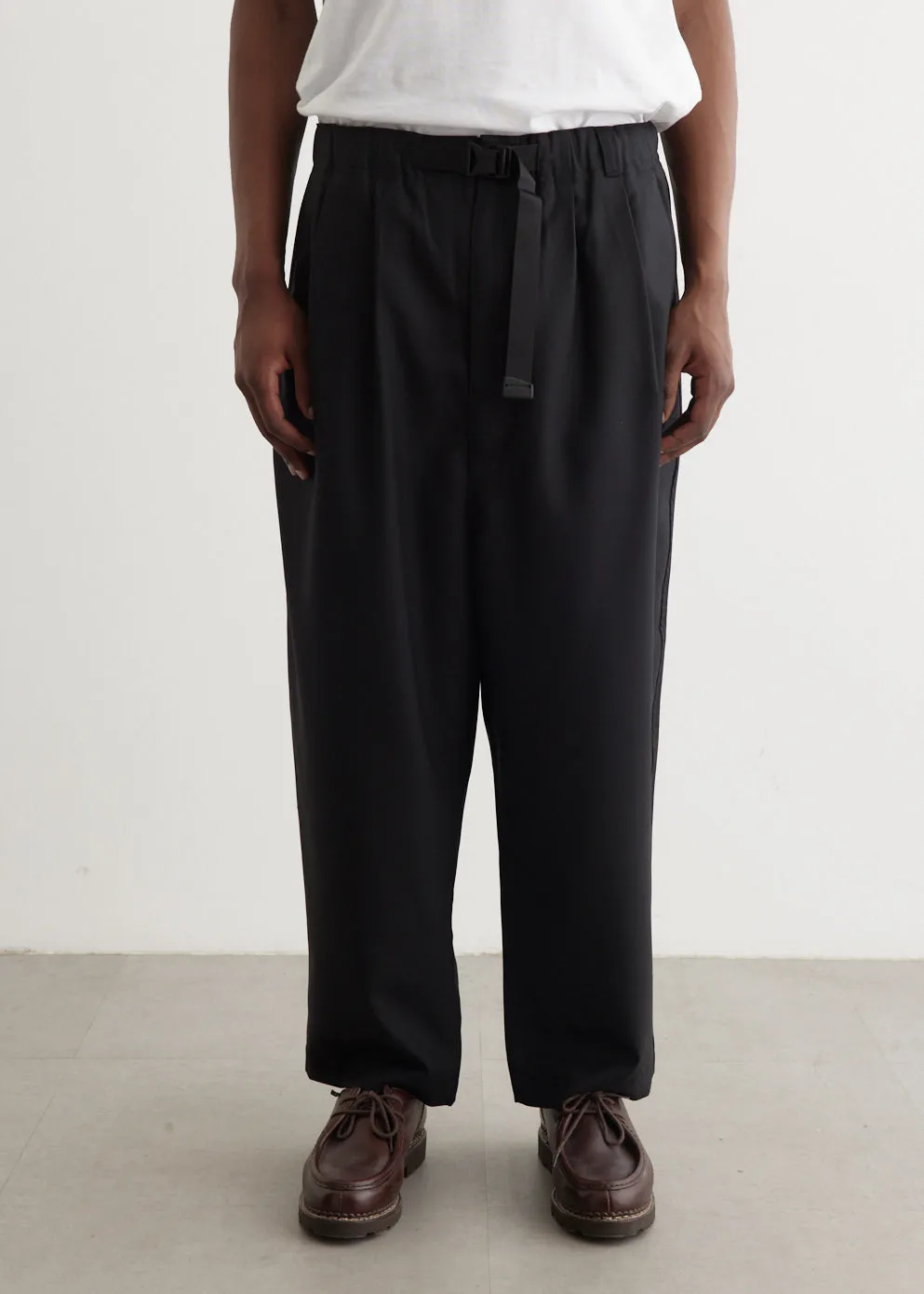Wool Serge Belted Trousers
