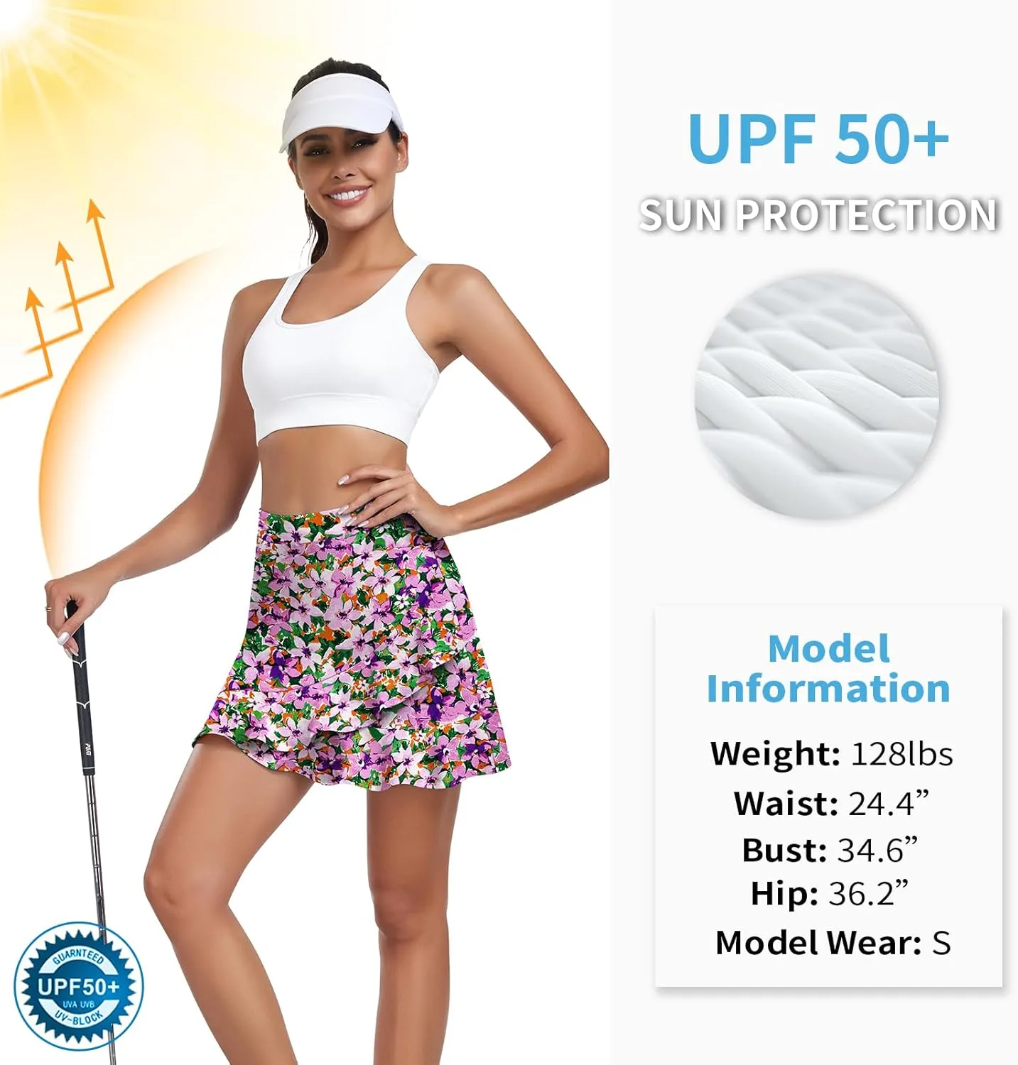 WOWENY Womens 20'' Knee Length Tennis Skirts Athletic Long Golf Skorts Skirts with Inner Shorts Pockets