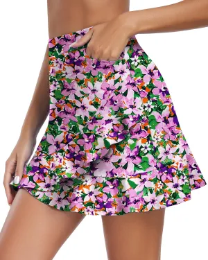 WOWENY Womens 20'' Knee Length Tennis Skirts Athletic Long Golf Skorts Skirts with Inner Shorts Pockets