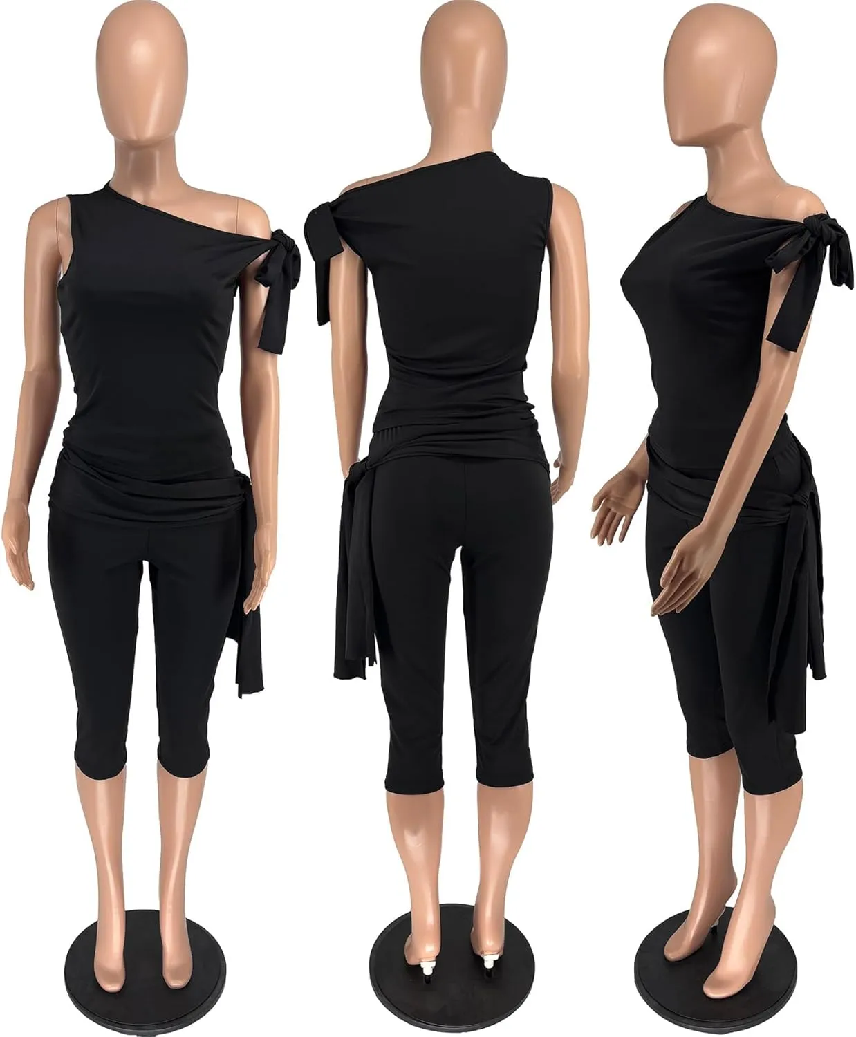 YOOTIKO Womens Summer 2 Piece Outfits Sexy Off Shoulder Top Capri Pants Set Jumpsuit Party Clubwear